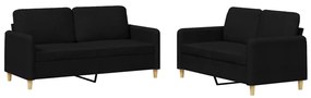 2 pcs conjunto de sofás com almofadões tecido preto