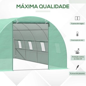 Estufa Tipo Túnel 600x300x200cm com Porta Enrolável 8 Janelas Cobertur