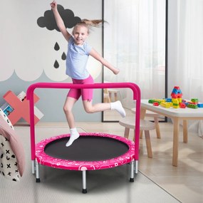 Trampolim dobrável de 92 cm para crianças Mini trampolim com cobertura de segurança interior almofadada Rosa