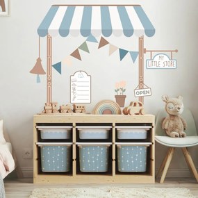 Autocolante de parede - Loja em azul "A minha pequena loja"