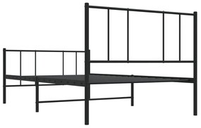 Estrutura de cama com cabeceira e pés 90x190 cm metal preto