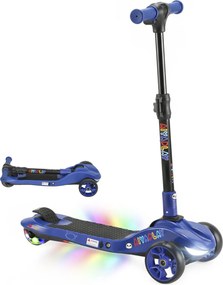 Trotinete elétrico para crianças a partir dos 6 anos, dobrável, 3 rodas, arranque sem pedal, velocidade máxima de 8 km/h, 64 x 29 x 83 cm, azul
