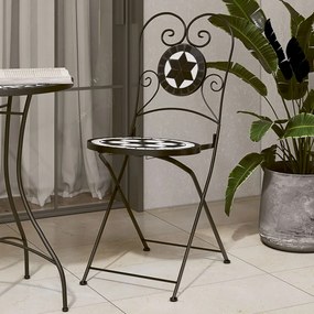 Cadeiras de bistrô dobráveis 2 pcs cerâmica preto e branco