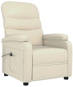Poltrona reclinável elétrica couro artificial cor creme