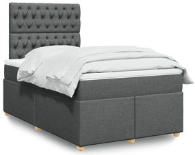 Cama boxspring com colchão 120x190 cm tecido cinzento-escuro