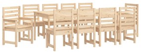 11 pcs conjunto de jantar p/ jardim madeira de pinho maciça