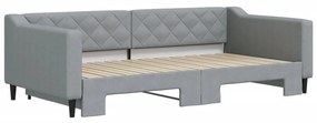 Sofá-cama com gavetão 100x200 cm tecido cinzento-claro