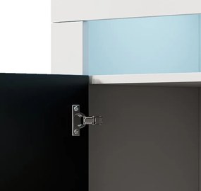 Aparador com Luz LED BELO - 155x91,5x37 cm - Branco/Preto Mate - Desig