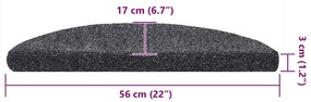 Tapetes de escada autoadesivos 10 pcs 56x17x3 cm cinza-escuro