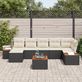 Conjunto de Sofá de Jardim vidaXL com Almofadas Preto Rattan Sintético