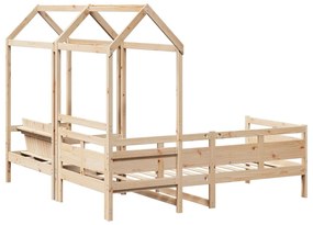 Conj. de sofá-cama e banco com telhado 80x200 cm pinho maciço