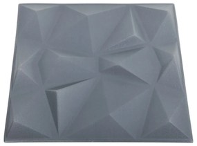 Painéis de parede 3D 12 pcs 50x50 cm 3 m² cinza diamante