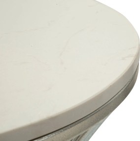 Mesa Funnel - Metal Prata e Topo de Mármore - Ø 40 cm x 79 cm"