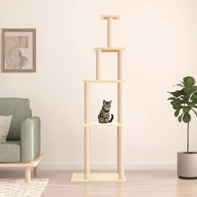 Árvore para gatos c/ postes arranhadores sisal 183 cm cor creme