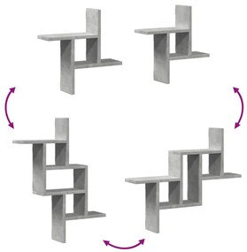 Prateleiras de parede 2 pcs derivados de madeira cinza cimento