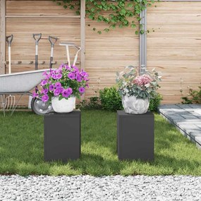 Suportes de Plantas Externos vidaXL Pilar 2 pcs Preto 24x24x35 cm Aço