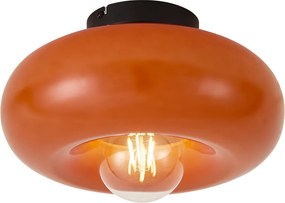 Candeeiro de Teto Retro Preto com Vidro Laranja 30cm - Glaze