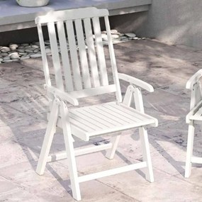 Cadeira dobrável para jardim em HDPE para todas as condições meteorológicas com apoios para os braços, encosto curvo e assento com ripas Branca
