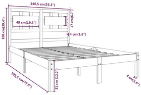 Estrutura de cama casal 135x190 cm madeira maciça branco