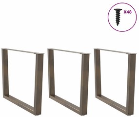 Pés para mesa de jantar em formato de V, 3 peças, aço natural, 100x(72