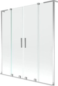 Mexen Velar L Duo paravento de banheira de canto deslizante de 2 painéis 160 x 150 cm, transparente, cromado