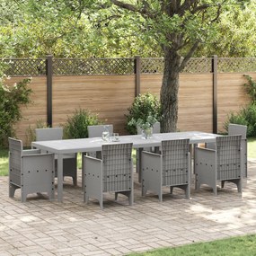 vidaXL Mesa de Jardim Cinzento-Claro 300x100x73 cm Poli Rattan