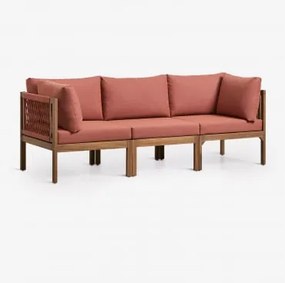 Sofá Modular De Jardim De 3 Peças Com Apoios De Braço Em Madeira De Acácia Branson Terracota - Castanho Acácia - Sklum