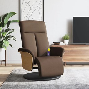 vidaXL Cadeira de massagens reclinável c/ apoio de pés tecido castanho