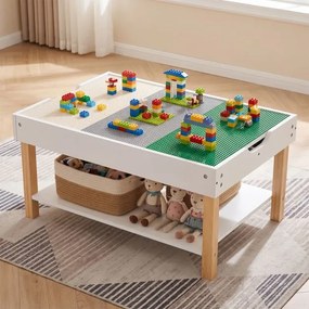 Mesa Infantil de Atividades, 81 x 55 x 40 cm, Tampo Reversível 2 em 1, Branco