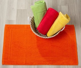 Tapetes de banho 100% algodão em laranja qualidade premium 1.000 gr./m2: Laranja  1 tapete banho 100% algodão penteado 50x80 cm premium 1.000 gr./m2 mesma cor