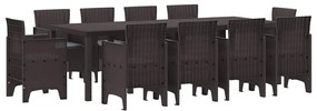 Conjunto de Jantar de Jardim 11 pcs Castanho 250 x 100 x 73 cm