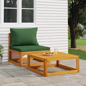 vidaXL 2 pcs conjunto de sofás de jardim c/ almofadões acácia maciça