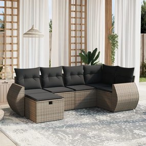 vidaXL 6 pcs conjunto sofás de jardim com almofadões vime cinzento