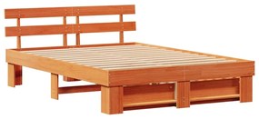 Estrutura da Cama Castanho-mel 150 x 200 cm Madeira Sólida