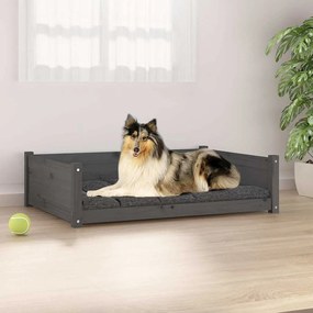 Cama para cães 95,5x65,5x28 cm madeira de pinho maciça cinzento