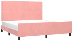 Estrutura de cama c/ cabeceira 180x200 cm veludo rosa