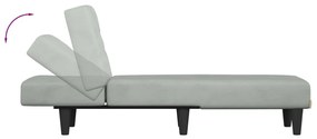 Chaise longue veludo cinzento-claro