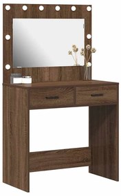 Mesa de Maquiagem vidaXL com Luzes LED Castanho Carvalho 78,5x41x135 c
