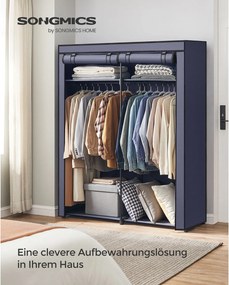Guarda Roupa em tecido com 2 varões para roupa 43 x 140 x 174 cm Azul escuro