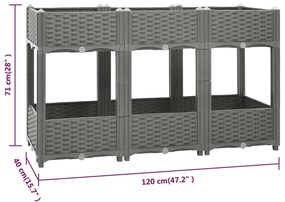 Canteiro elevado 120x40x71 cm polipropileno