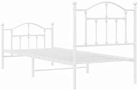 Estrutura de cama com cabeceira e pés 80x200 cm metal branco