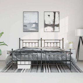 Estrutura de cama com cabeceira e pés 183x213 cm metal preto