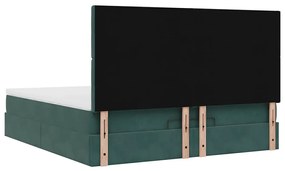 Estrutura de cama otomana com colchão verde escuro veludo