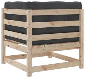 7 pcs conjunto sofás de jardim com almofadões pinho maciço