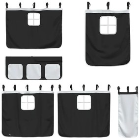 Cortinas para cama elevada poliéster branco e preto