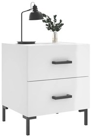 Mesas de cabeceira 2pcs derivados de madeira branco brilhante