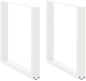 vidaXL Pés de mesa de jantar em forma de U, 2 peças, branco, 80x (72-73) cm, aço