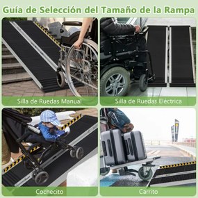 Rampa de alumínio portátil escadas para cadeiras de rodas com placa de transição e superfície anti-derrapante para soleiras e escadas 122 cm