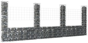 Cesto gabião em forma de U c/ 4 postes 380x20x150 cm ferro