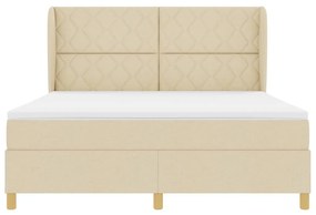 Cama Box Spring com Colchão VidaXL Creme 180x200 cm Tecido